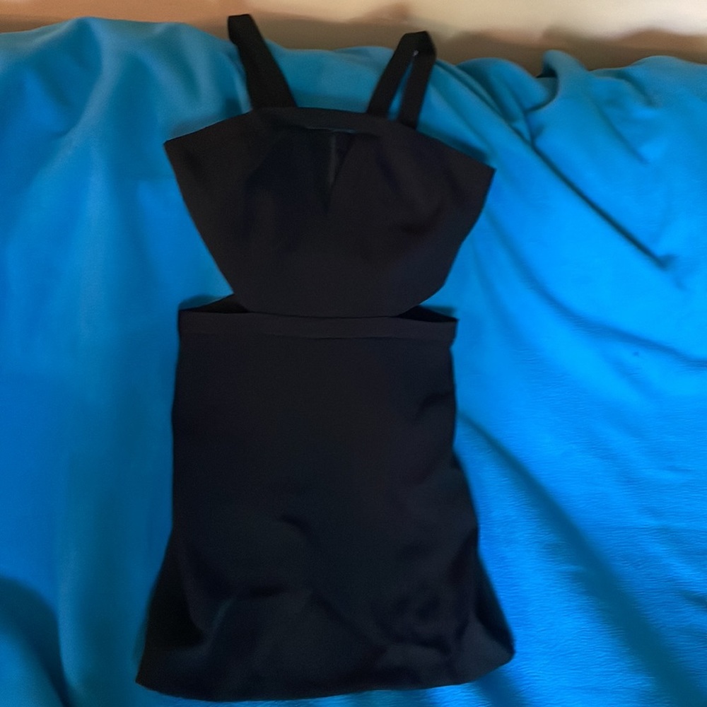 Sexy black dress with peek-a-boo sides & triangle cutout, S, Express, with tags